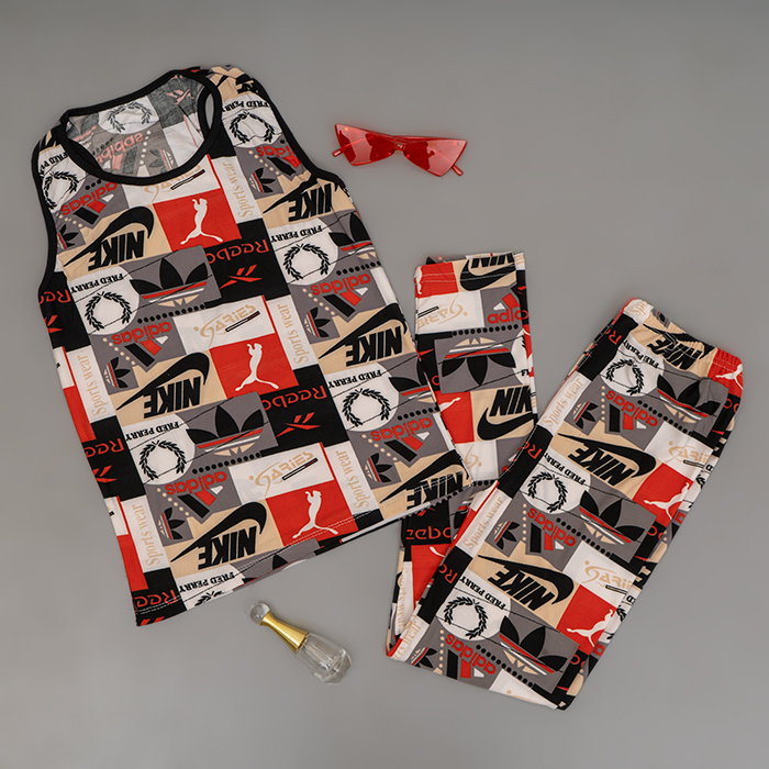 ست تاپ شلوار Nike دخترانه قرمز مدل viana