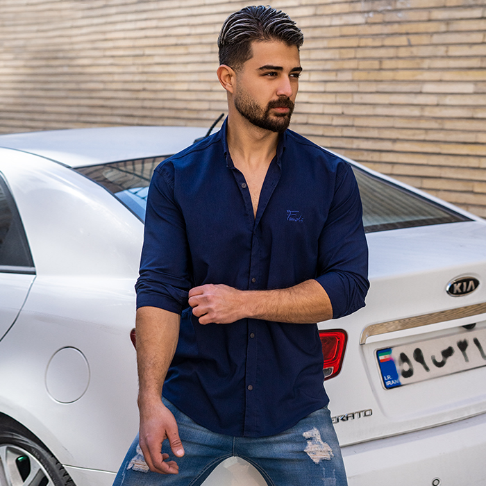 پیراهن سرمه ای مردانه مدل Fendi