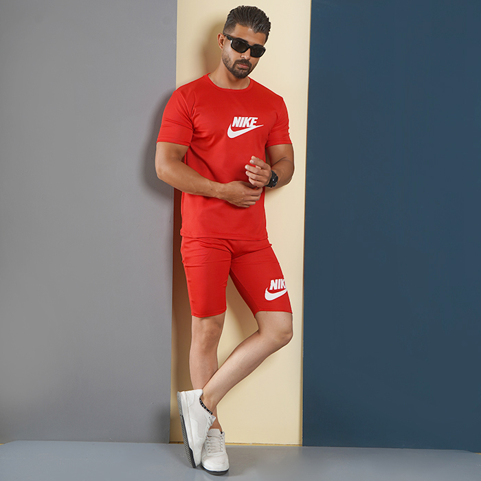 ست تیشرت شلوارک NIKE قرمزمردانه مدل Sarox