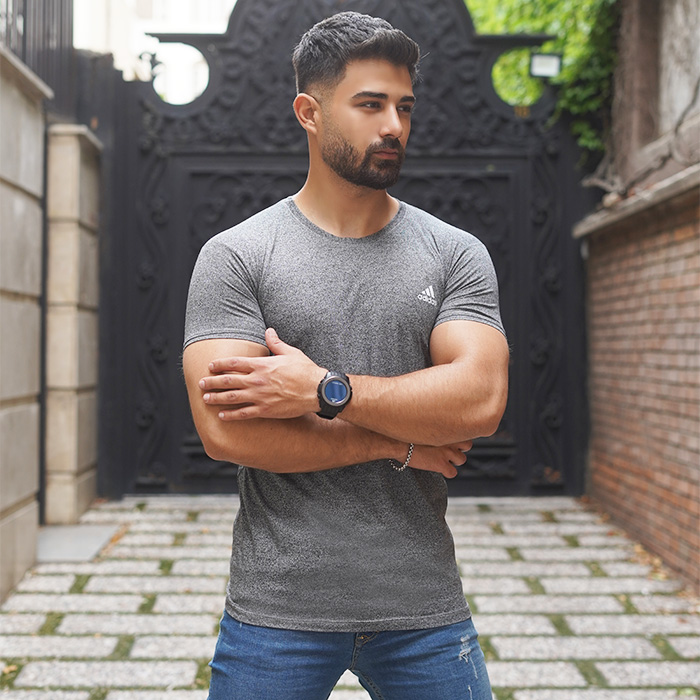 تیشرت طوسی مردانه طرح ADIDAS مدل TIAN