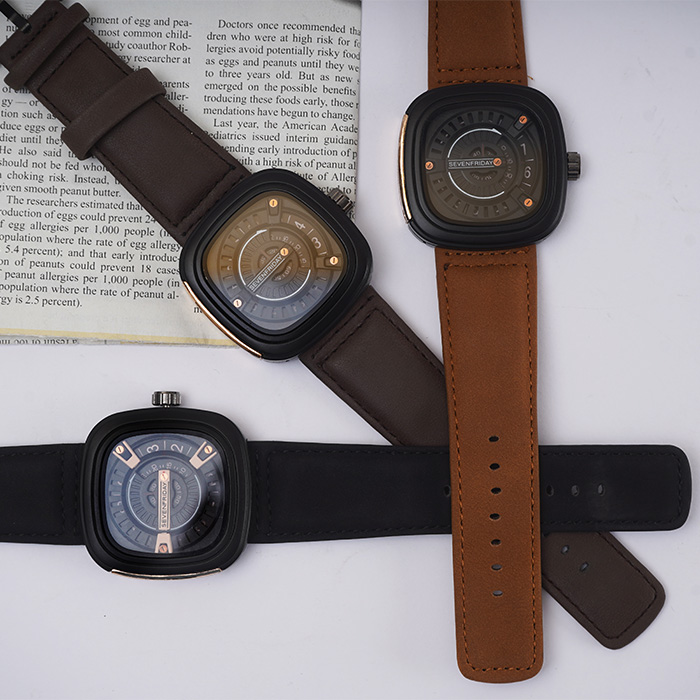 ساعت sevenfriday عسلی صفحه مشکی مدل rinald