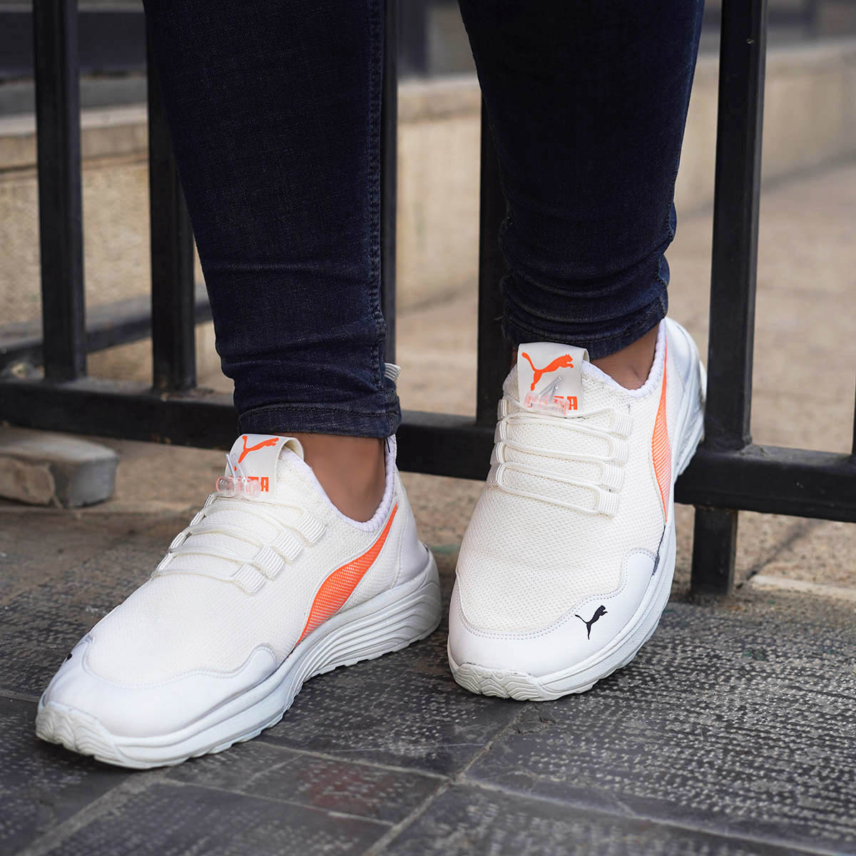 کفش ورزشی مردانه سفید نارنجی مدل Erik