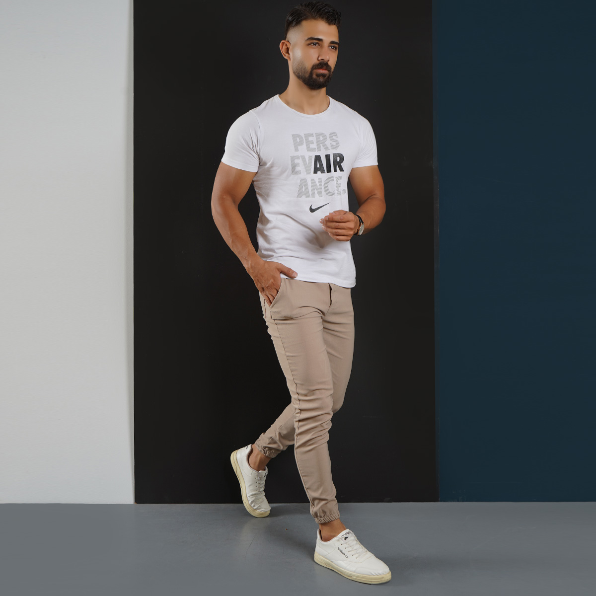 شلوار اسلش مردانه کرم مدل KARA