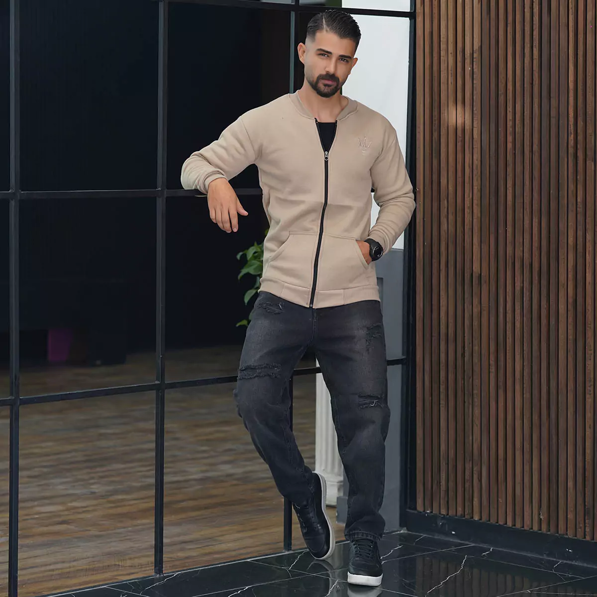 سوییشرت مردانه کرم مدل wendi