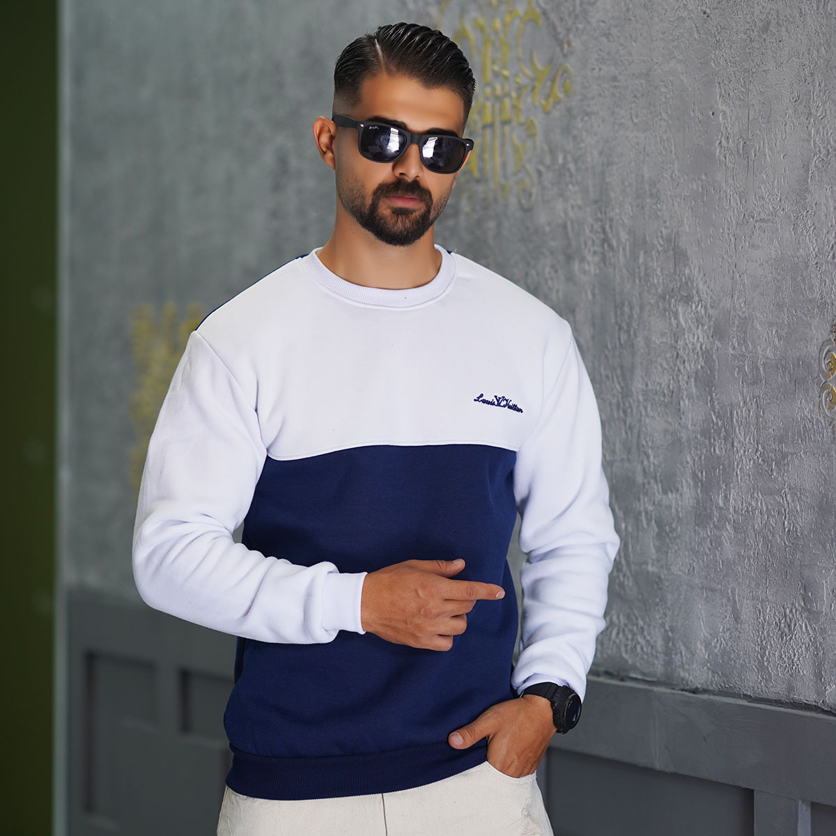 دورس مردانه سفید سرمه ای مدل Louis