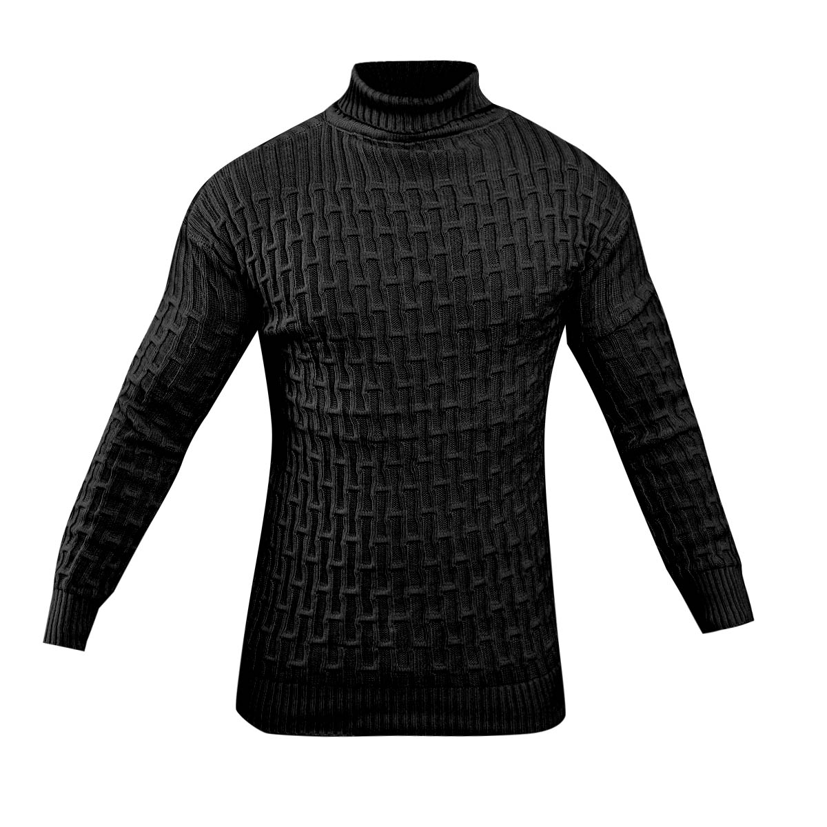 پلیوربافت مردانه مشکی یقه اسکی مدل Arad