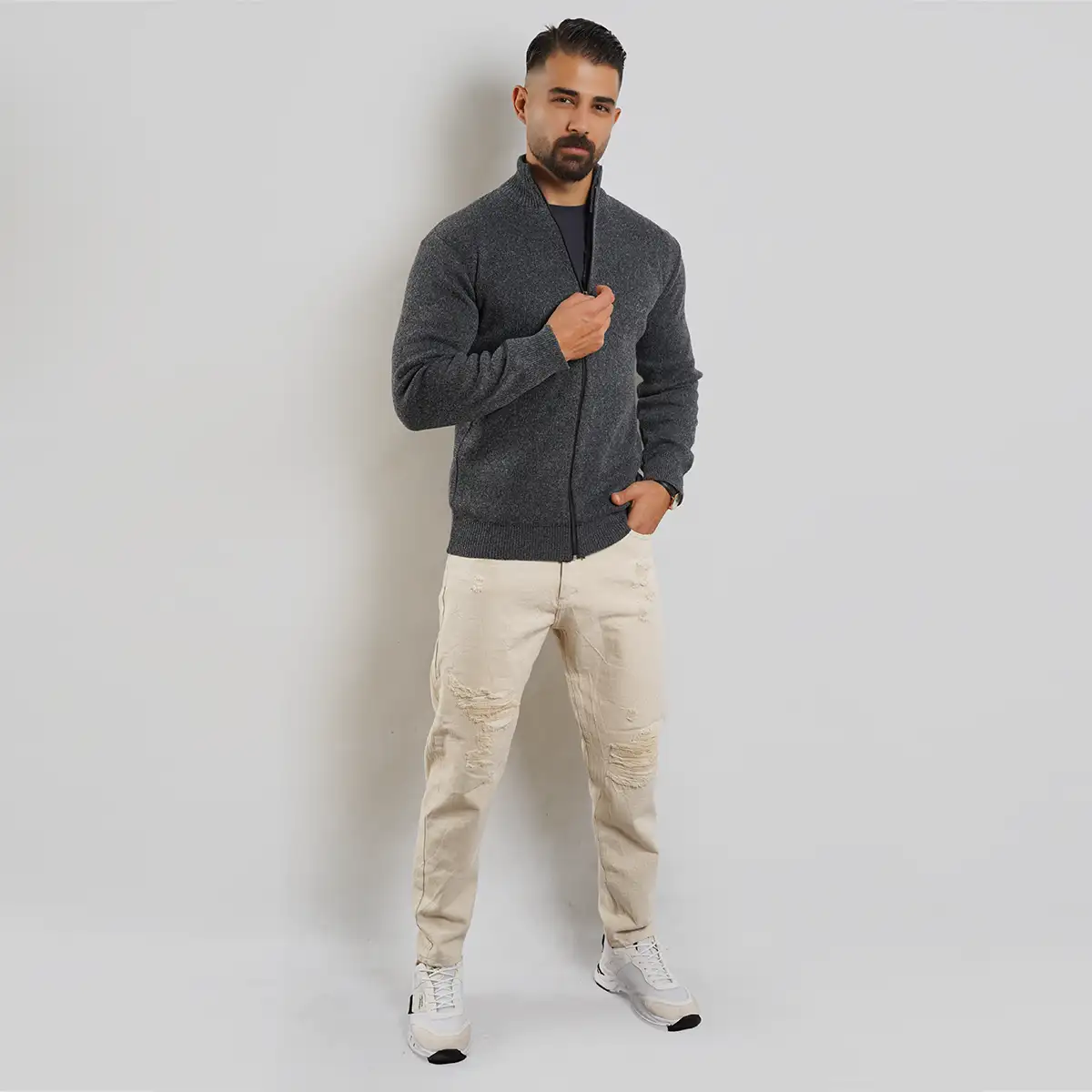 سوییشرت مردانه ذغالی مدل Meysam