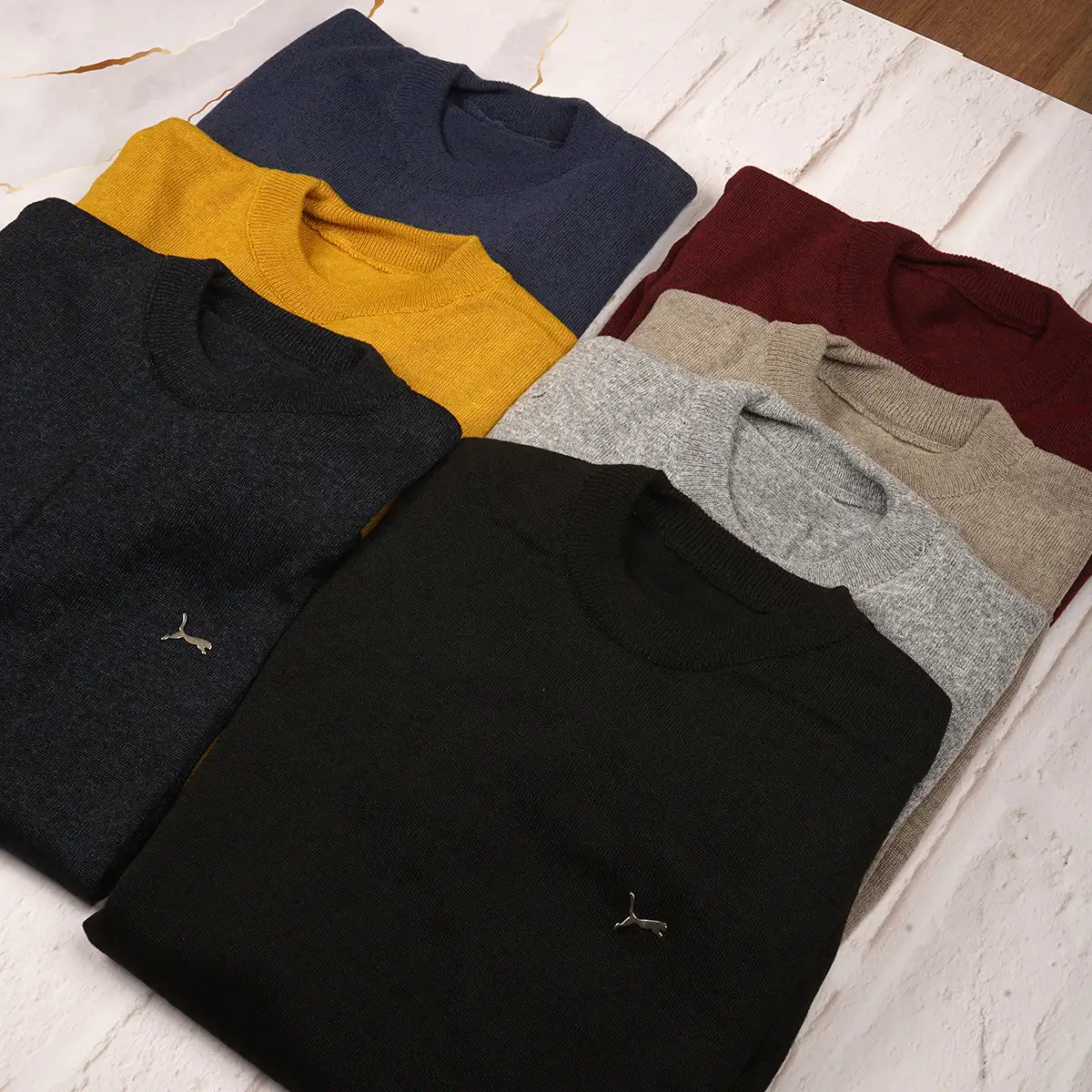 پلیور یقه گرد پوما آبی مدل Danyal