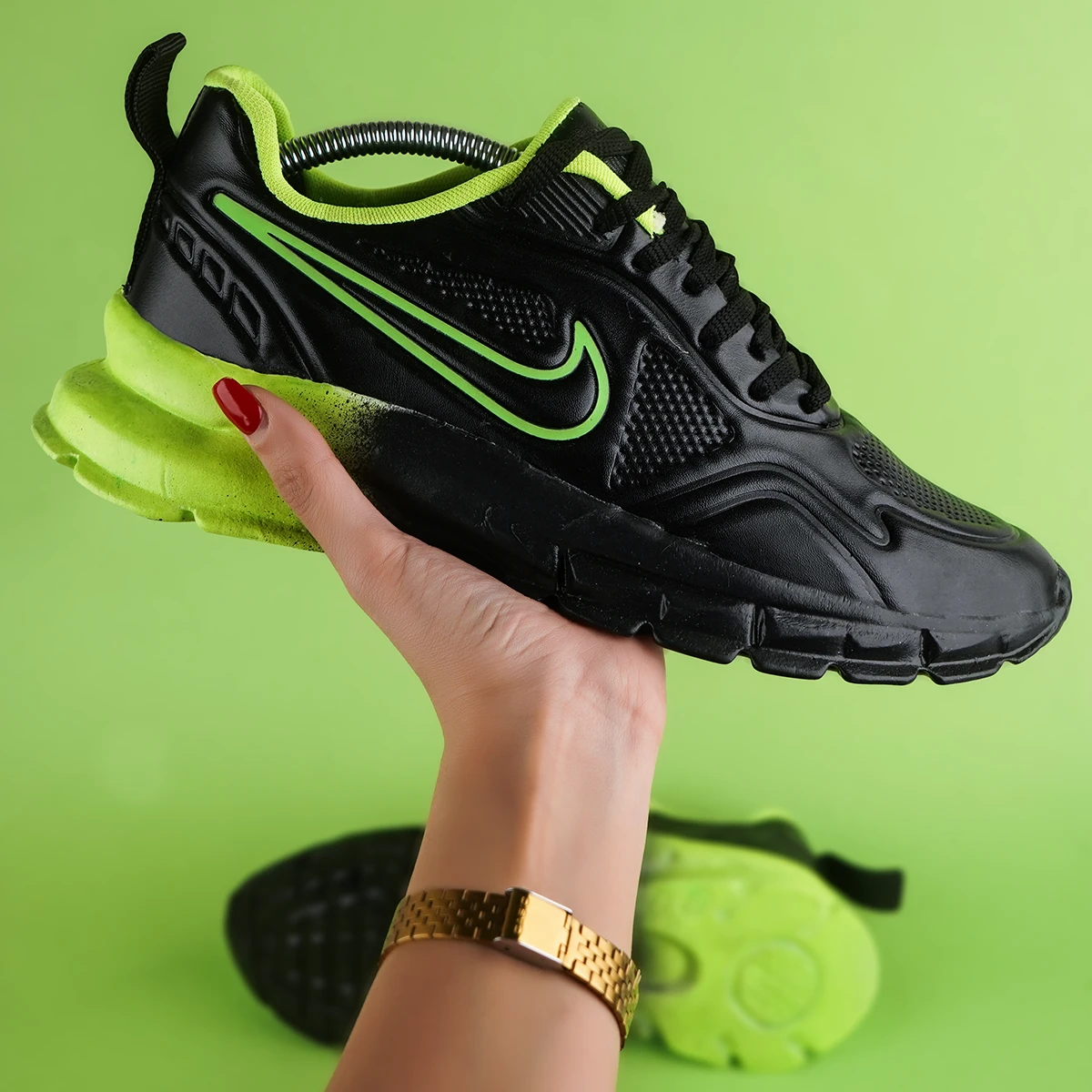 کفش ورزشی مردانه مشکی سبز مدل Arona