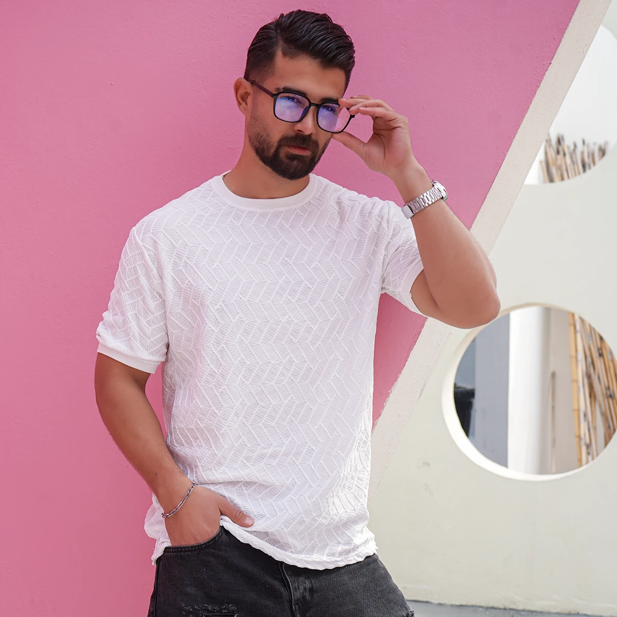 تیشرت سفید مردانه مدل karan