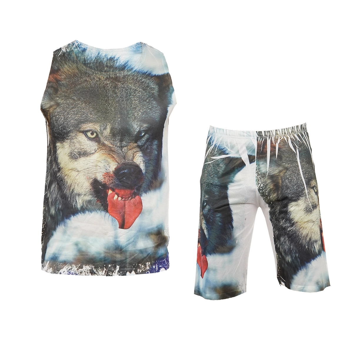 ست رکابی شلوارک مردانه طرح گرگ