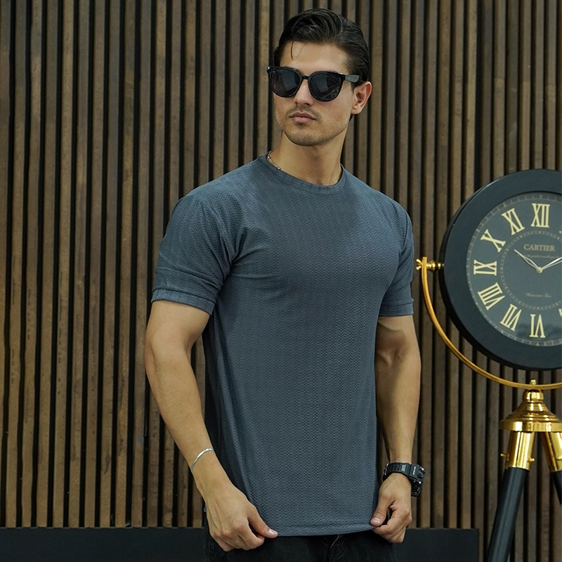 تیشرت طوسی تیره مردانه مدلBehnam