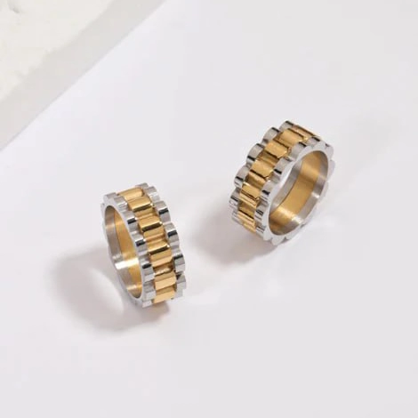 انگشترمردانه طلایی نقره ای مدل Rolex