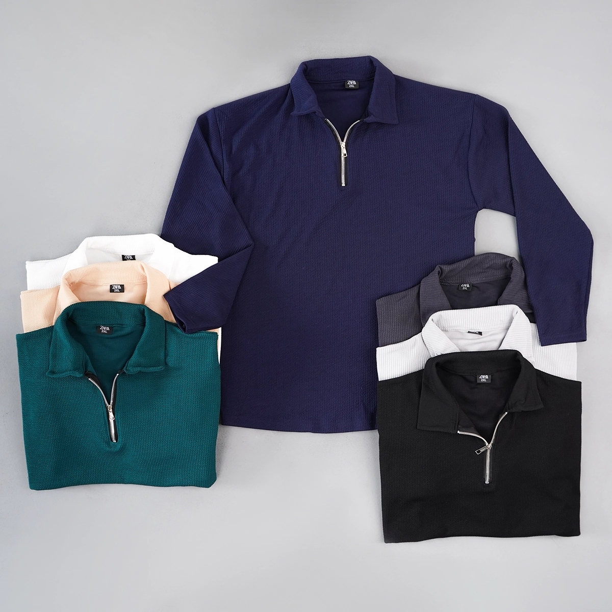 بلوز مردانه نیم زیپ آستین بلند مشکی مدل FARBOD