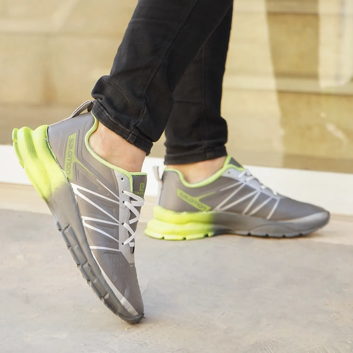 کفش ورزشی مردانه طوسی سبز مدل Simba