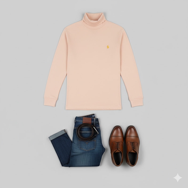 یقه اسکی مردانه کرم مدل POLO