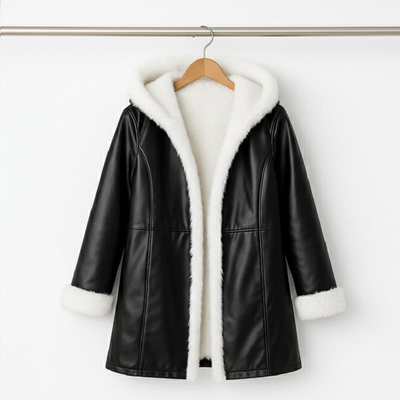 شنل چرم خز سفید زنانه مدل Sara