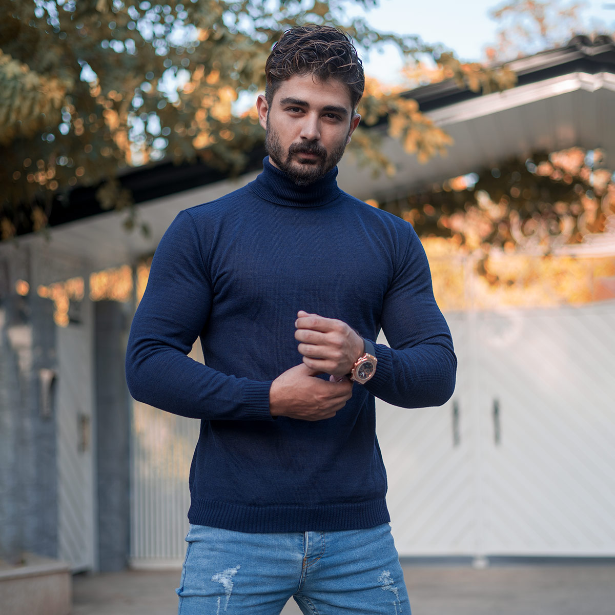 پلیوربافت مردانه یقه اسکی مدل Tosan