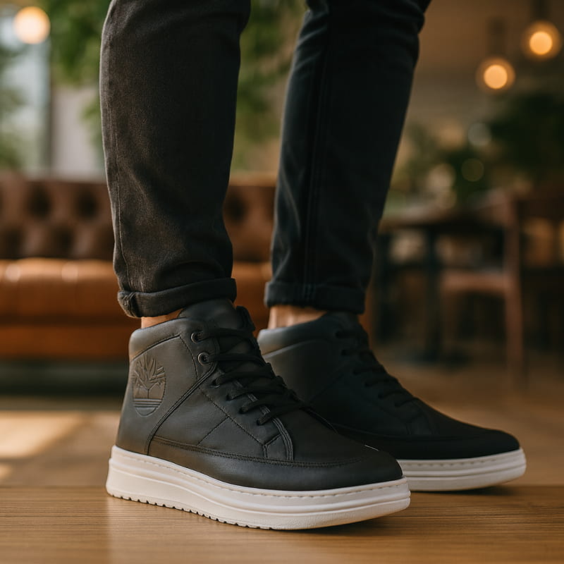 کفش ساقدار مردانه مشکی مدل R88-مشکی