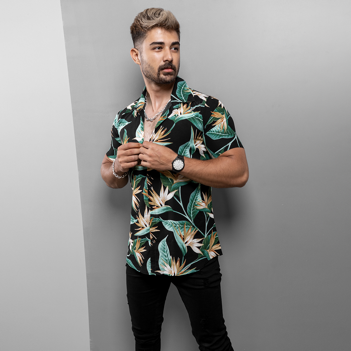 پیراهن هاوایی مردانه مدل Yojin-