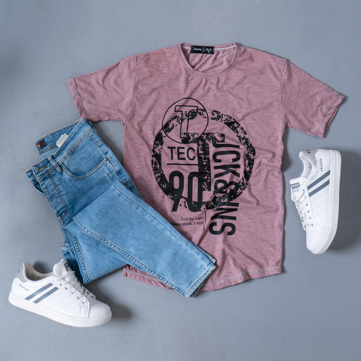 تیشرت مردانه طوسی مدل Romer