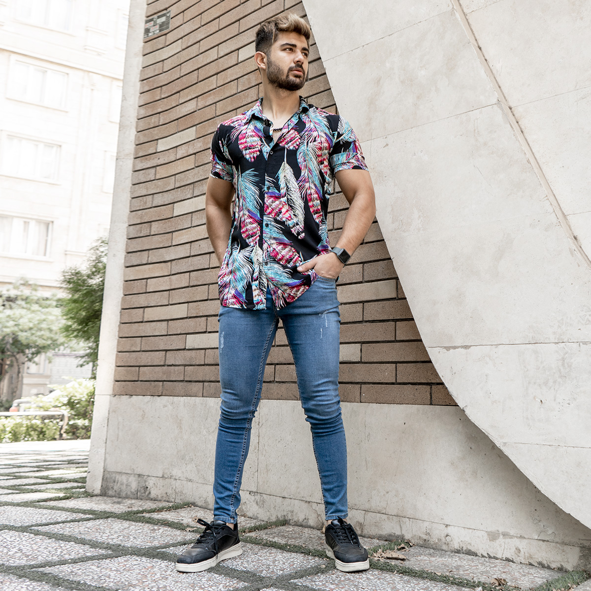 پیراهن هاوایی مردانه مدل Rastak