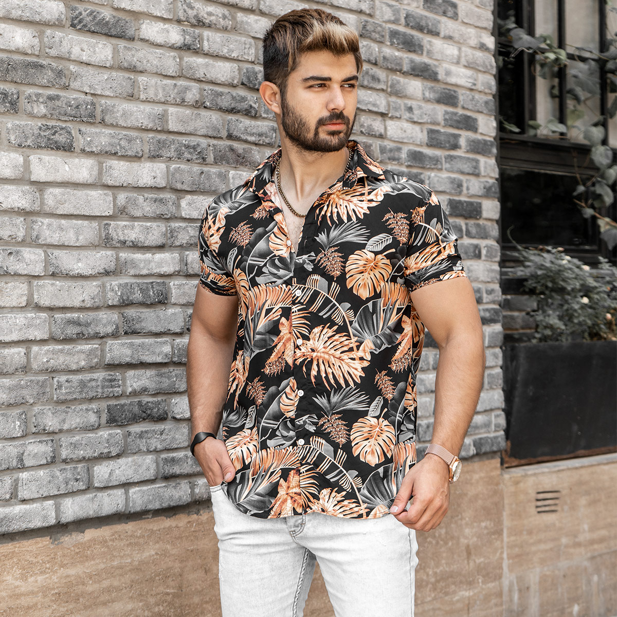 پیراهن هاوایی مردانه(T) مدل Faran