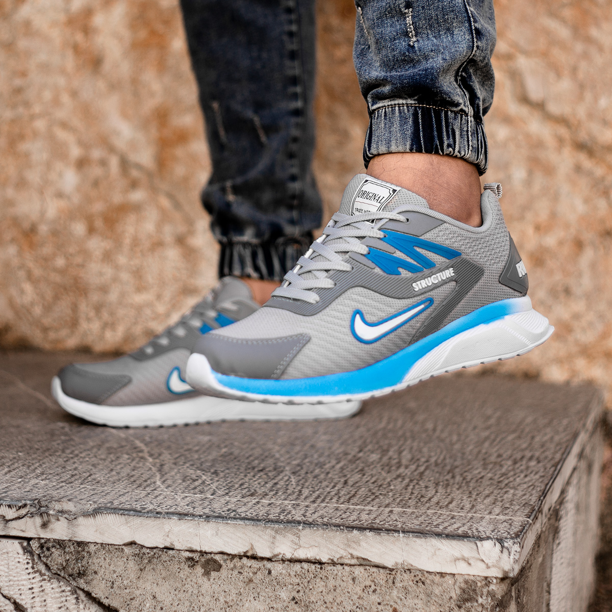 کفش ورزشی Nike Structure مردانه طوسی آبی مدلZomit