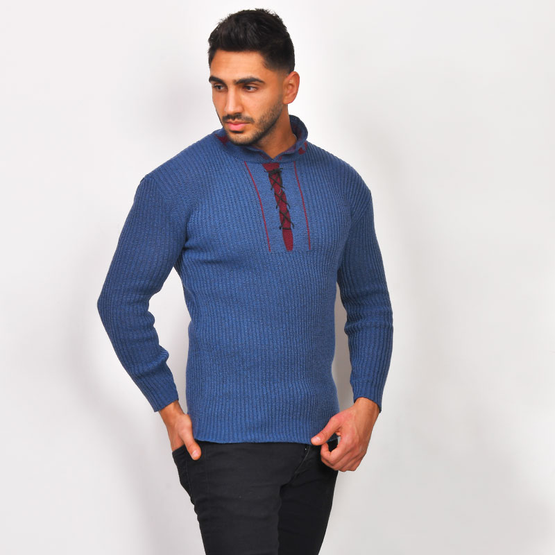 پلیوربافت آبی فولادی مردانه مدل Ashot